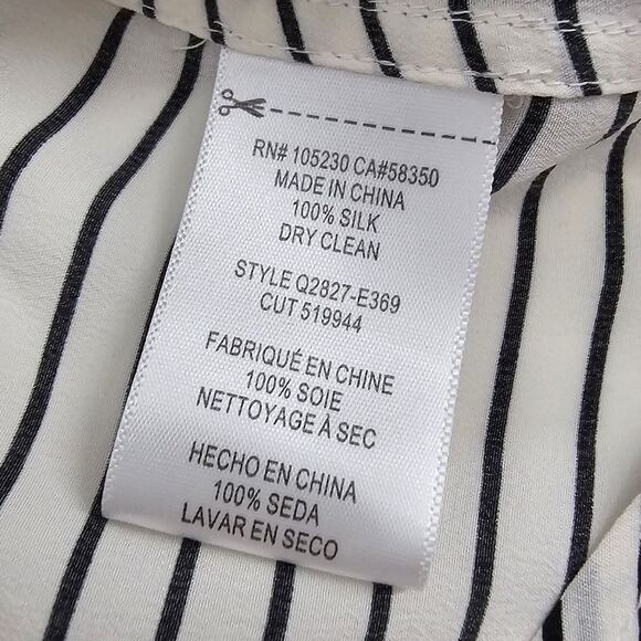 Equipment Reese Striped Long-sleeved White/Blue Shirt Size L - Picture 4 of 6